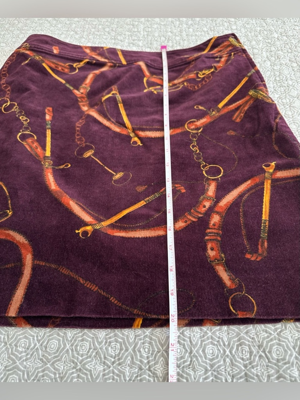 TALBOTS Corduroy Horse Bit Equestrian Mini Skirt Preppy Classic Burgundy Size 8 - Picture 8 of 9